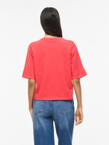 VIMALU O-NECK 2/4 KNIT TOP-NOOS XS Locker geschnitten - Hibiscus
