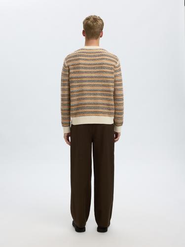 SLHREVY LS KNIT RELAXED JAC CREW NECK S Locker geschnitten - Egret