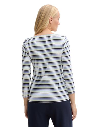 Langarmshirt mit Streifenmuster S Regular Fit - Blue Green Regular Stripe
