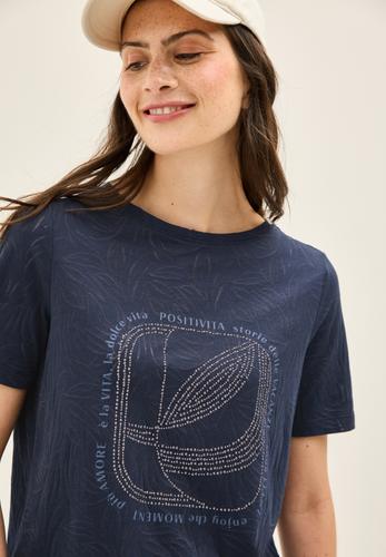 T-Shirt mit Schmucksteinen L - Urban Navy Blue
