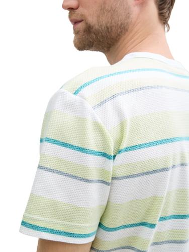 T-Shirt im Streifenmuster XXL Regular Fit - White Lime Multi Color Stripe
