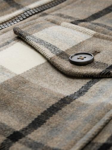 Flanell Karo-Jacke mit Brusttaschen XXL Regular Fit - Grey Beige Melange Big Check