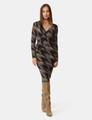 Jerseykleid mit Wickel-Effekt 38 Figurbetont - Wood Gemustert