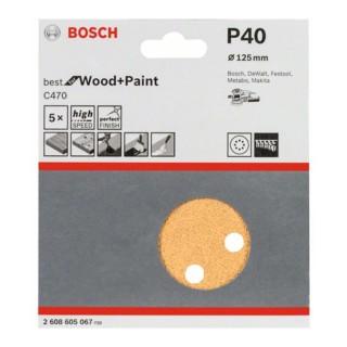 Bosch Schleifblatt C470 für Exzenterschleifer 125 mm 40 8 Löcher Klett
