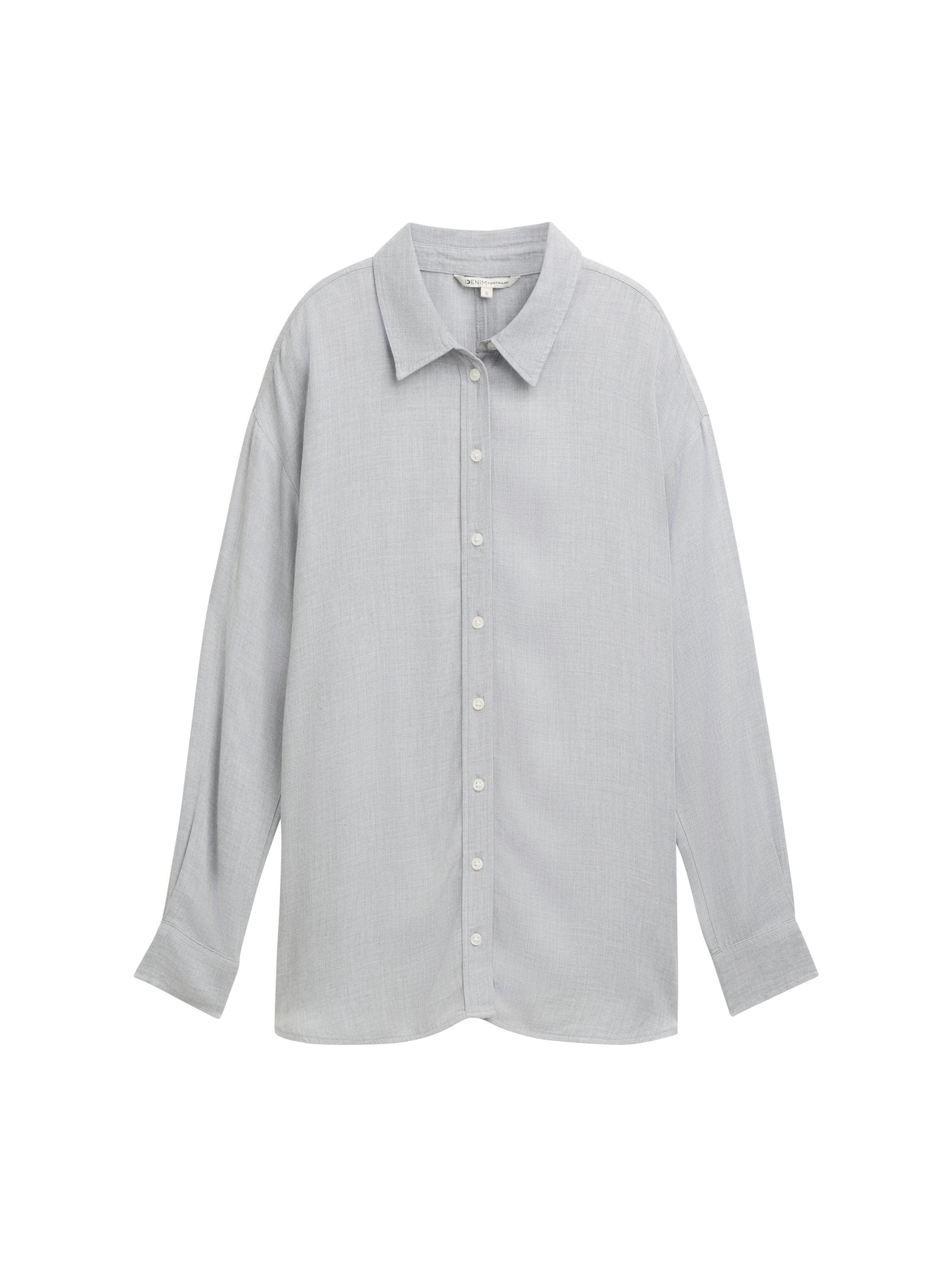 Oversize Hemdbluse aus Viskose XL Oversized Fit - Cement Grey Mélange