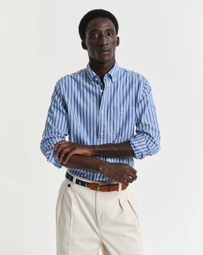 Regular Fit Classic Popeline Hemd mit Streifen Blau XL