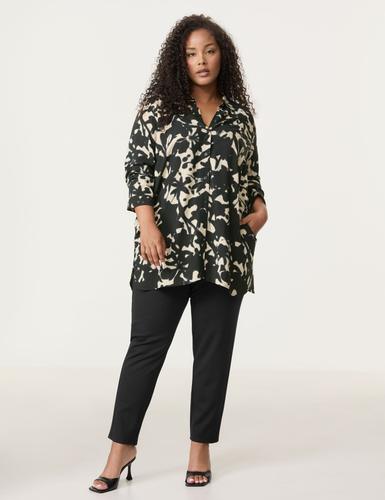 Longbluse aus Satin 50 Leger - Black Gemustert