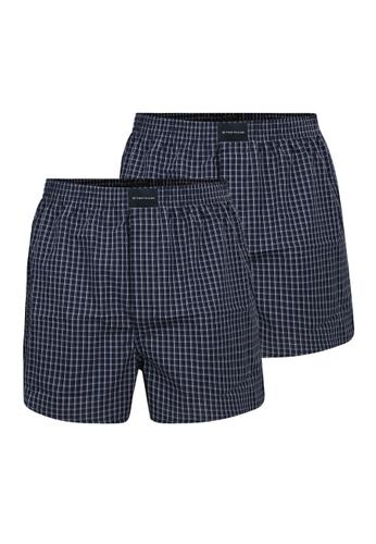 Web-Shorts 2er Pack L - Blau-dunkel-karo