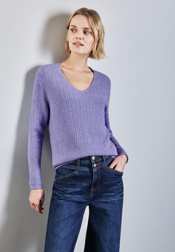 Kuscheliger V-Neck Pullover 36 - Viola Lilac Mel.