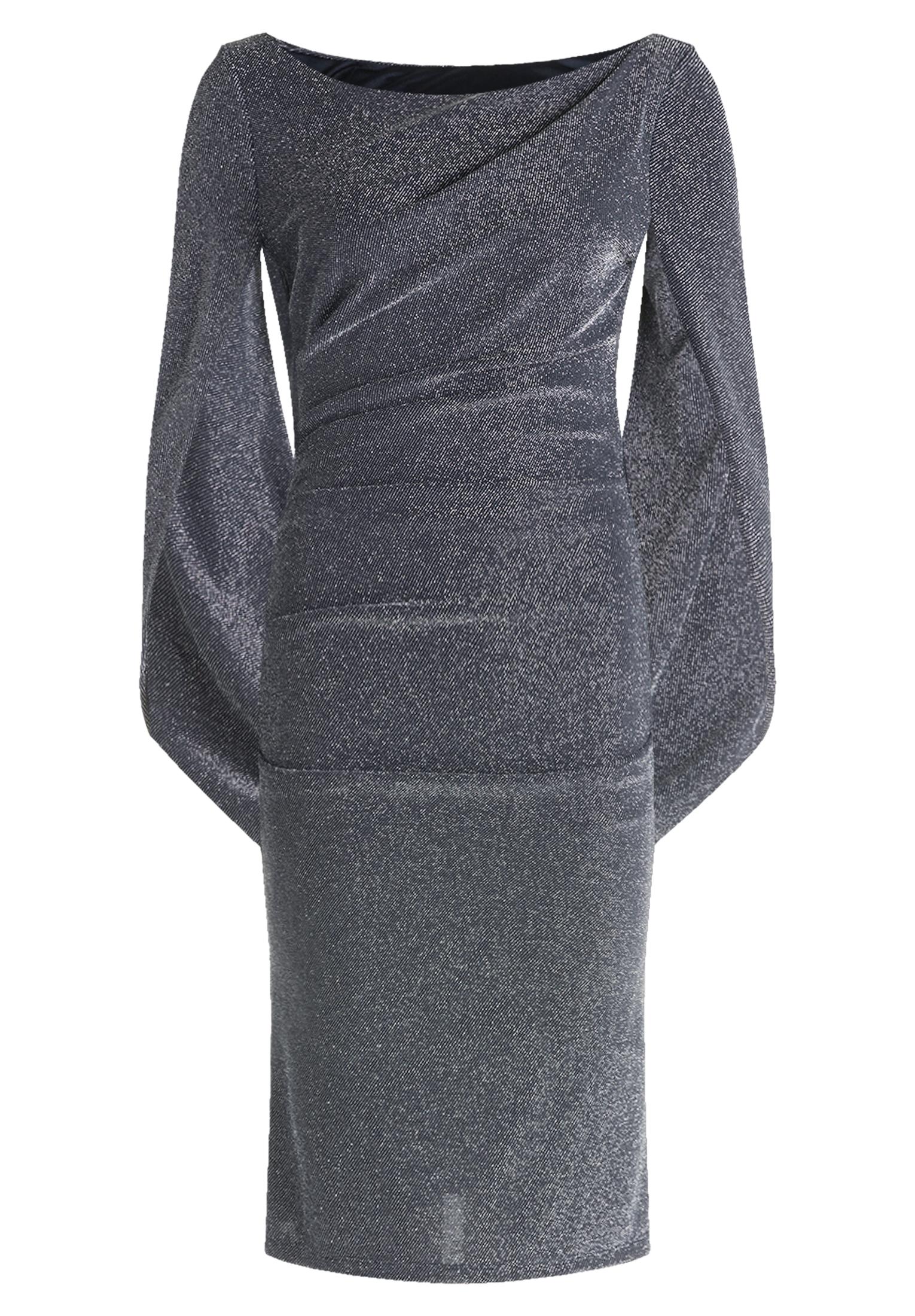 Cocktailkleid 40 Figurnah - Dunkelblau/grau
