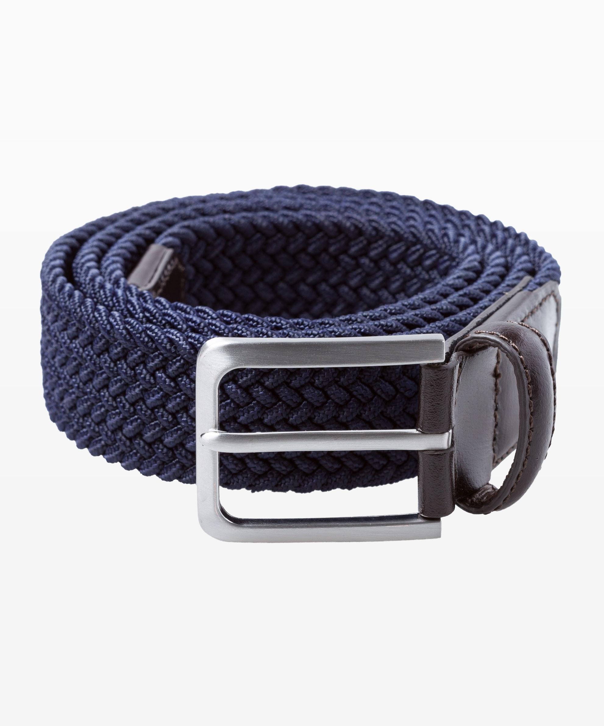 Style Herrengürtel 100 Herrengürtel, Flechtgürtel, Rechteckige Metallschließe - Navy