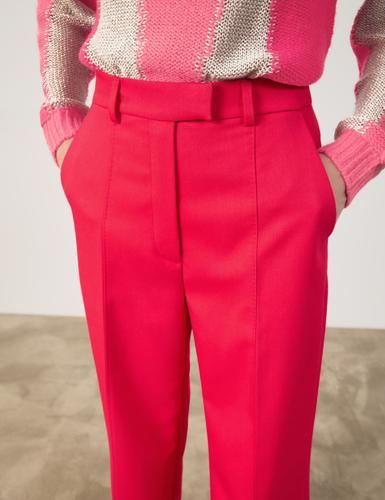 Elegante Hose mit weitem Bein Wide Leg 36 Lässige Passform - Cherry Red