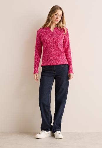 Shirt mit Rippstruktur L - Granita Red Melange