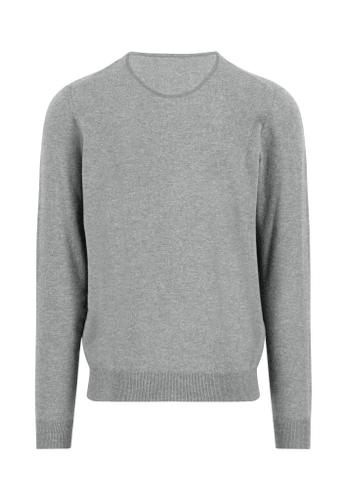 V-Neck, Merino Cashmere S Casual Fit - Silver