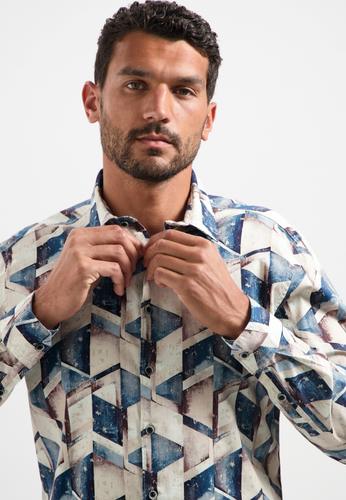 Shirt Stretch Allover Printed L Regular Fit - Night