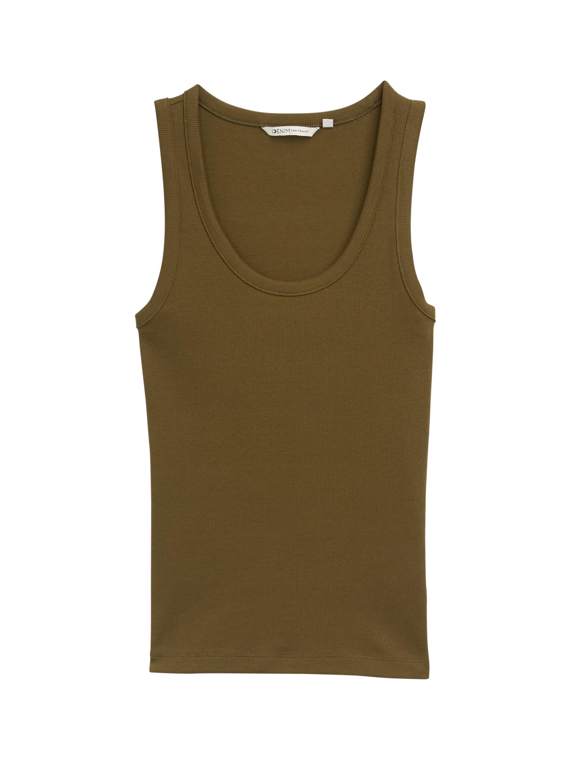 Top mit Rippstruktur M Slim Fit - Golden Olive Green