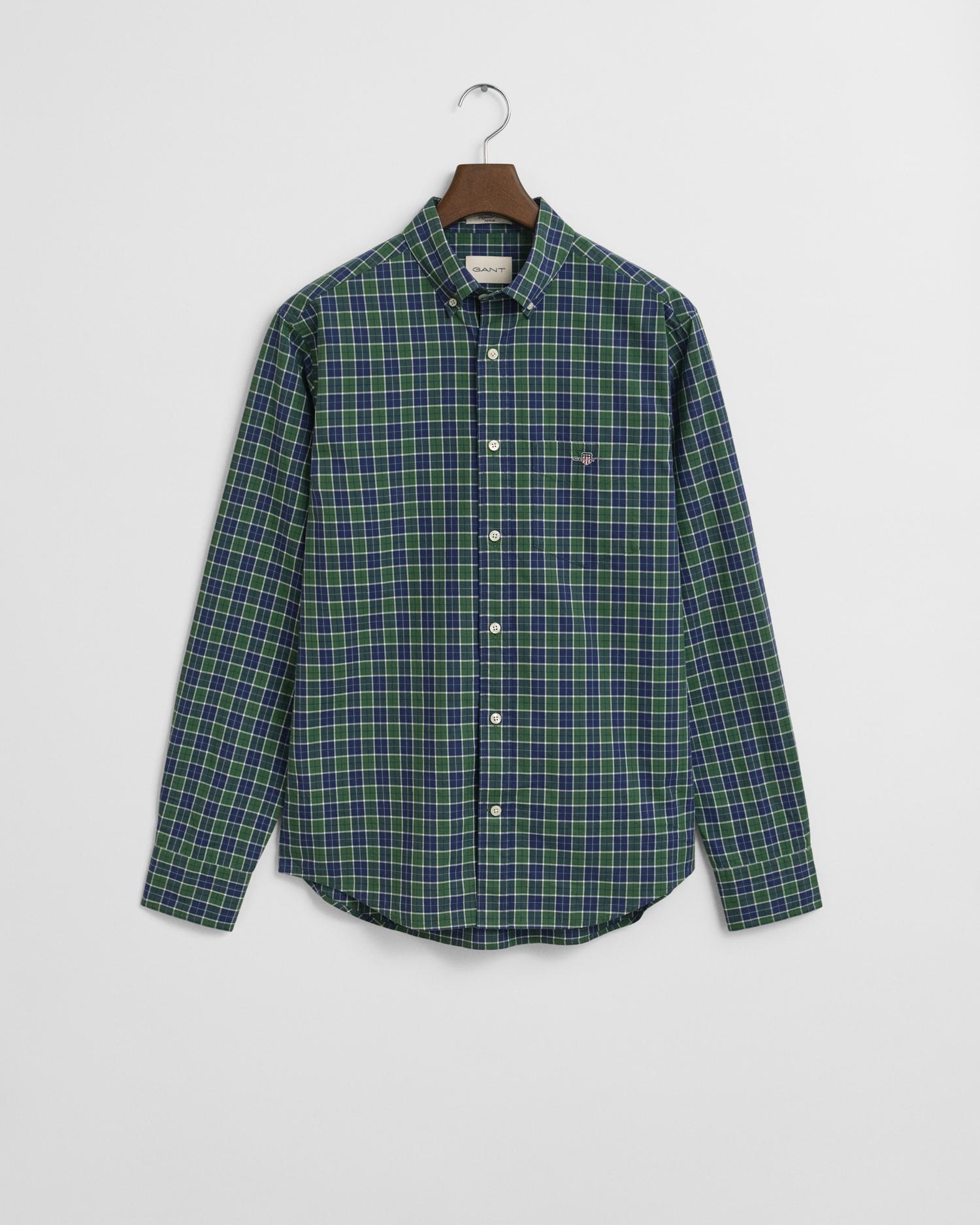 Regular Fit Classic Popeline Hemd mit Karomuster XXL - Forest Green