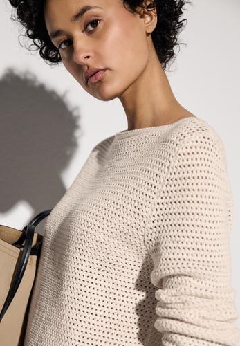 Pullover mit Lochmuster 42 - Lucid White