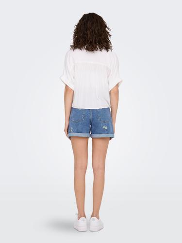 ONLPAULA LIFE S/S TIE SHIRT WVN NOOS M Normal geschnitten - White
