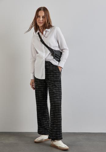 Karierte Bouclé Hose 34/30 - Black