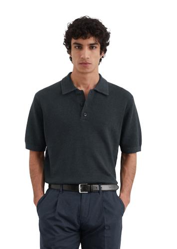 Strick-Poloshirt regular Blau L