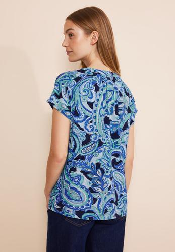 Print Blusenshirt 38 - Intense Aqua
