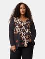 Ausgestelltes Langarmshirt mit Leo-Print 50 A-Linie | Ausgestellt - Black Gemustert