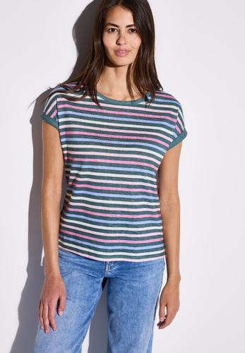 Leinen-Look Streifen-Shirt 36 - Dark Garden Green