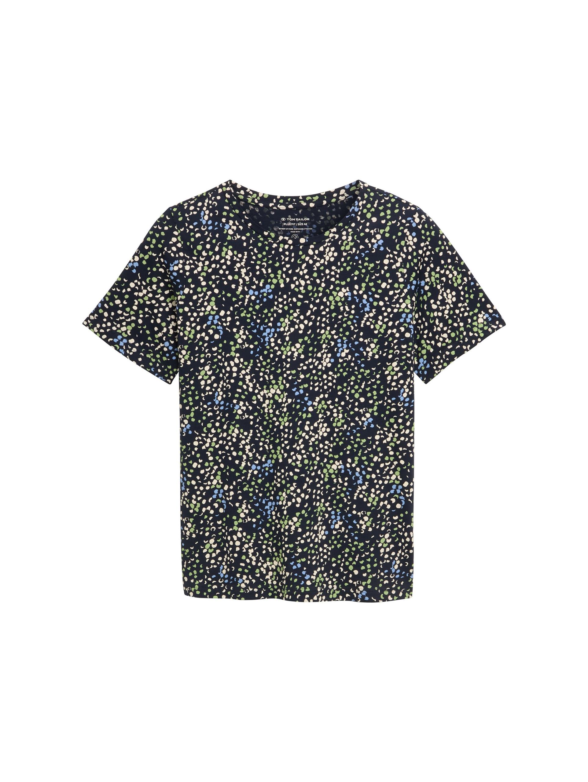 Plus Size - T-Shirt mit Print 46 Regular Fit - Multicolor Navy Dot Structure