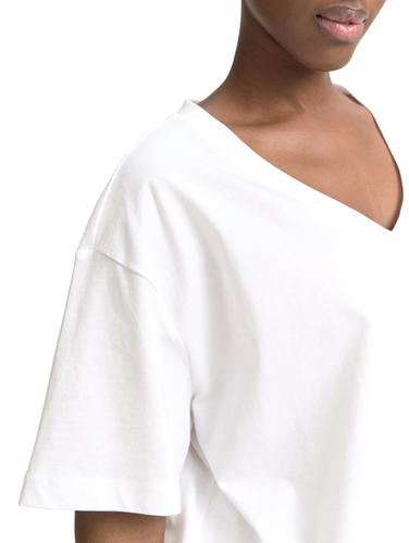 Boxy Fit T-Shirt mit V-Ausschnitt XL Boxy Fit - White