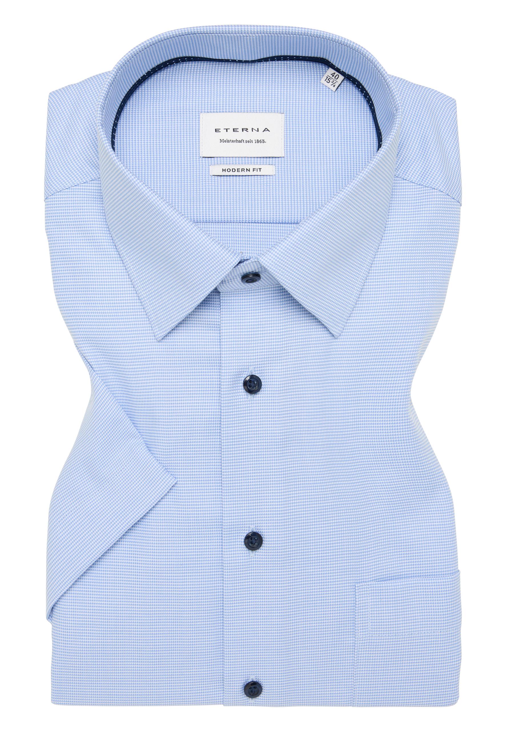 Hemd Hahnentritt Kurzarm 43/Kurzarm MODERN FIT - Hellblau