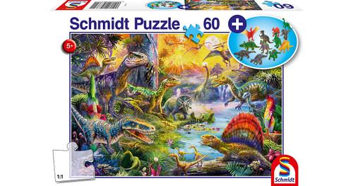 Puzzle Dinosaurier, 60 Teile + Dinosaurier-Figuren-Set