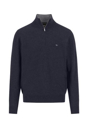 Troyer-Zip, Merino Cashmere 3XL Casual Fit - Navy