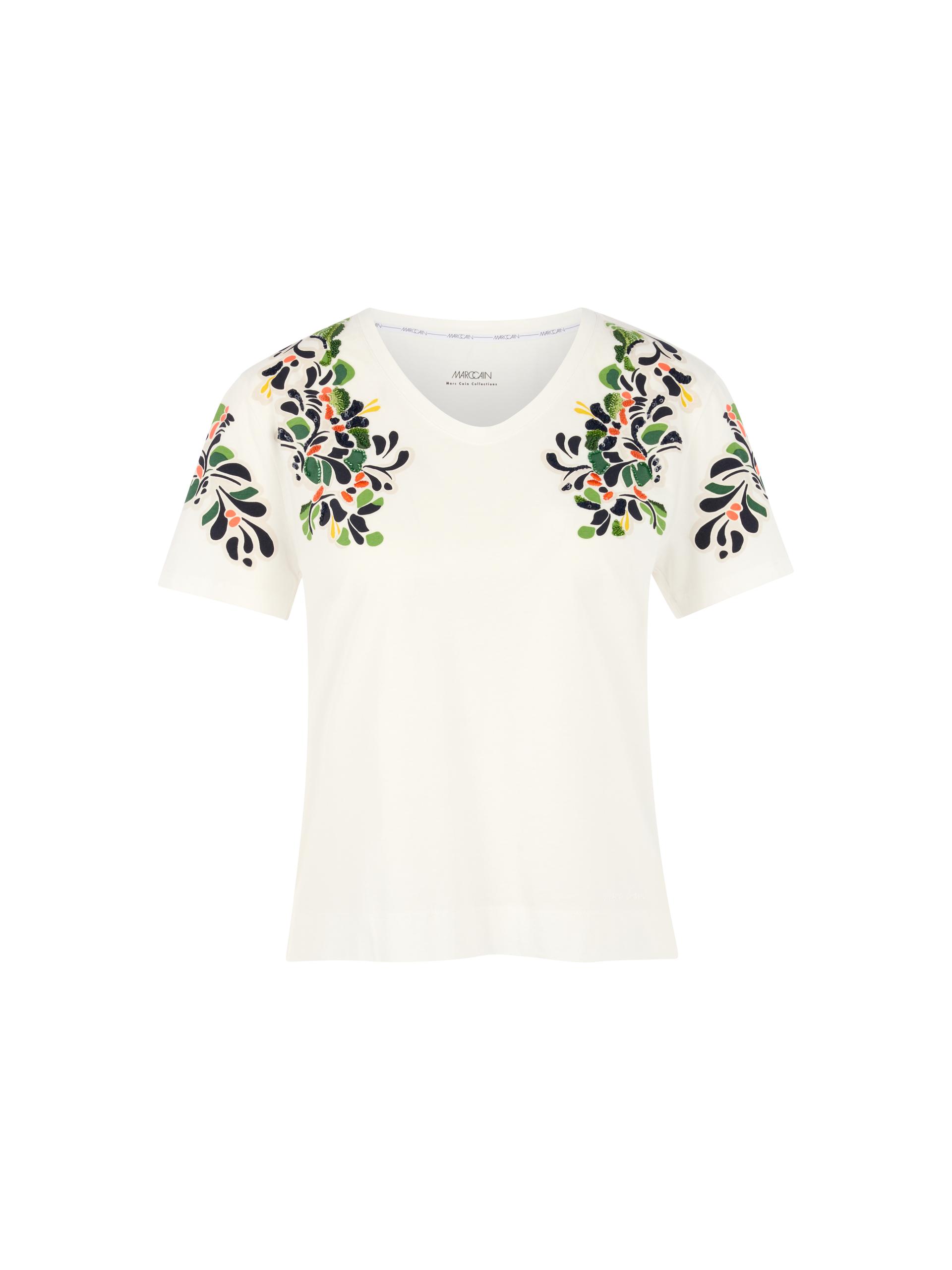 Shirt mit Hibiskus-Print und Pailletten 40 - Off-white