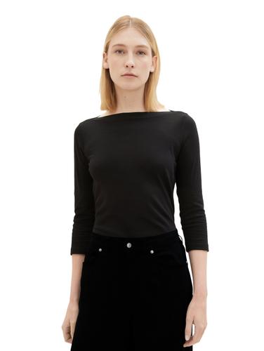 Basic Longsleeve mit 3/4-Arm aus Baumwolle M Regular Fit - Deep Black
