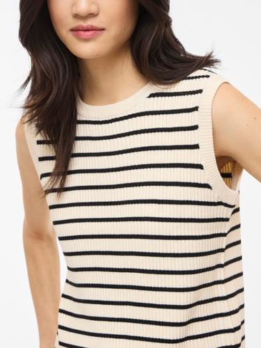 VIMALU RIB S/L O-NECK KNIT TOP L Normal geschnitten - Sandshell