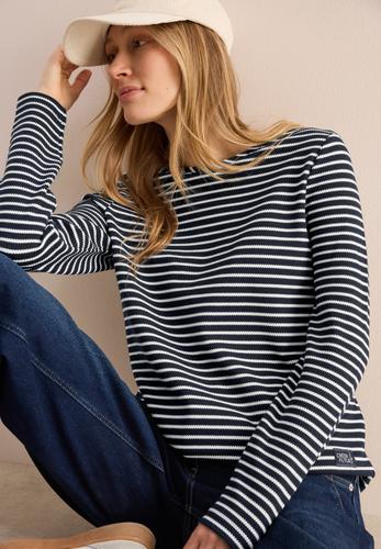 Gestreiftes Strukturshirt S - Universal Blue