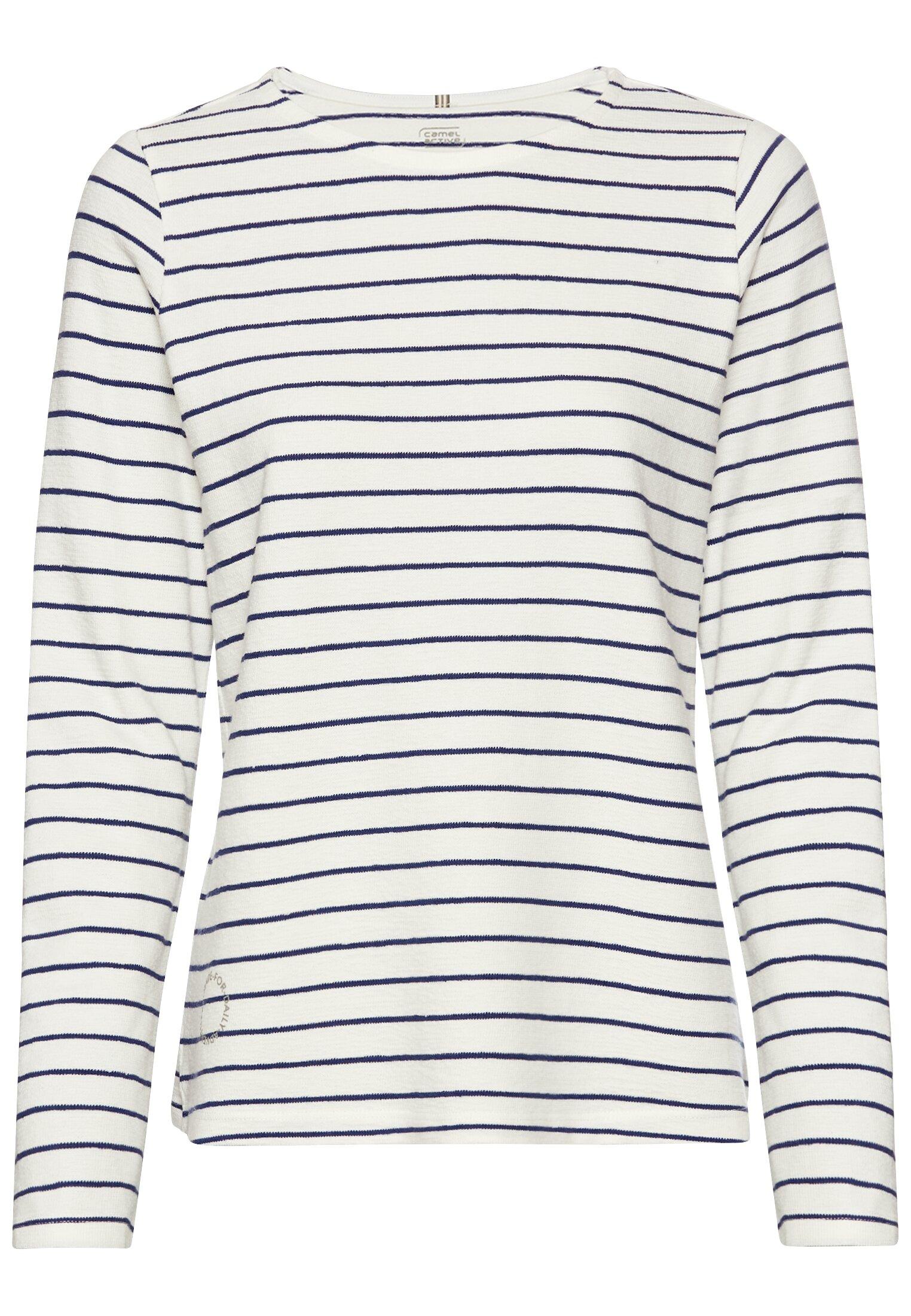 Gestreiftes Langarmshirt aus reiner Baumwolle S Regular Fit - Indigo Blue Stripes