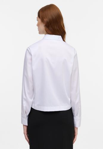 Satin Shirt Bluse Satingewebe Langarm 42/Langarm OVERSIZE FIT - Weiß