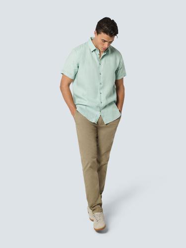Shirt Short Sleeve Linen Solid Grün L