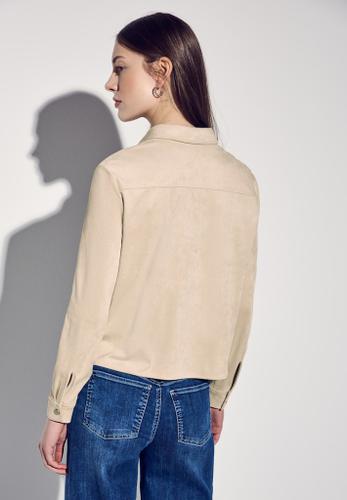 Velours Hemdbluse Beige 36