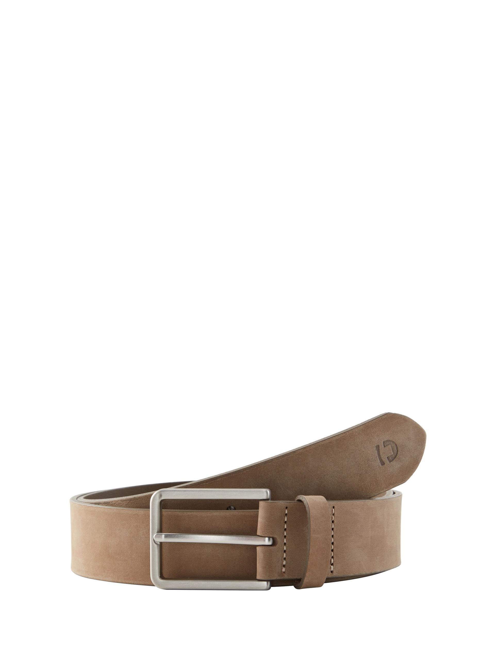 Ledergürtel mit eckiger Dornschließe 90 - Beige
