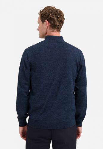 Pullover Half Zip 2 Coloured Melange XXL Regular Fit - Navy