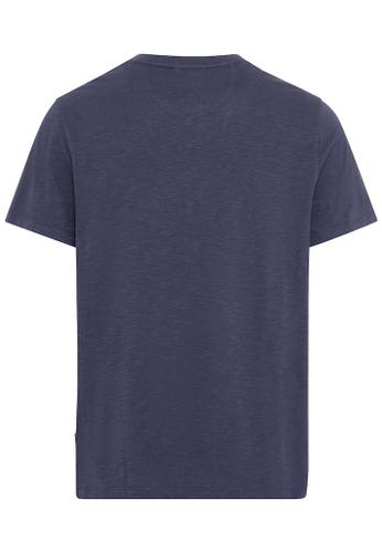 Kurzarm Henleyshirt aus reiner Baumwolle Blau XXL