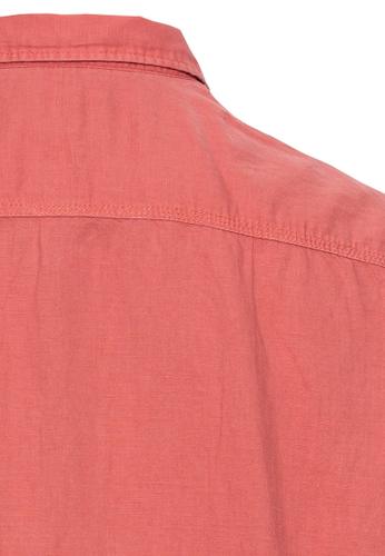 Kurzarm Hemd aus einem Leinen-Baumwoll-Mix M Regular Fit - Faded Red
