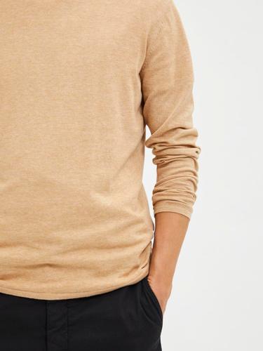 SLHROME LS KNIT CREW NECK NOOS L Normal geschnitten - Lattè