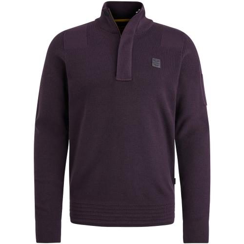 Half zip collar cotton knit Violett XXL