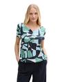 Crinkle T-Shirt mit Muster XXL Regular Fit - Green Dots And Shapes Design