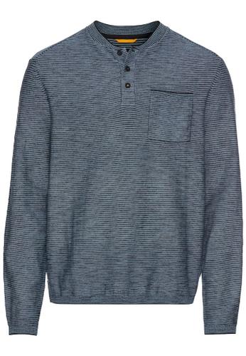 Henley Langarmshirt aus einem Baumwollmix Blau 3XL