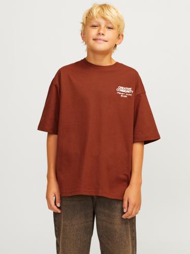 JORNOHO BACK GRAPHIC TEE SS CREW N JNR 176 Volumiger Fit - Brandy Brown